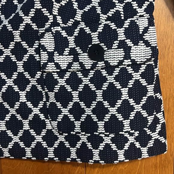 Talbots Geometric Long Sleeve Blazer Size 8 Navy Business Academia Chic Classic - Picture 4 of 10
